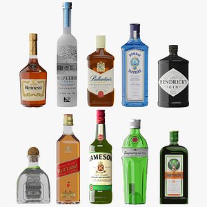 photorealistic liquor bottles 3D model