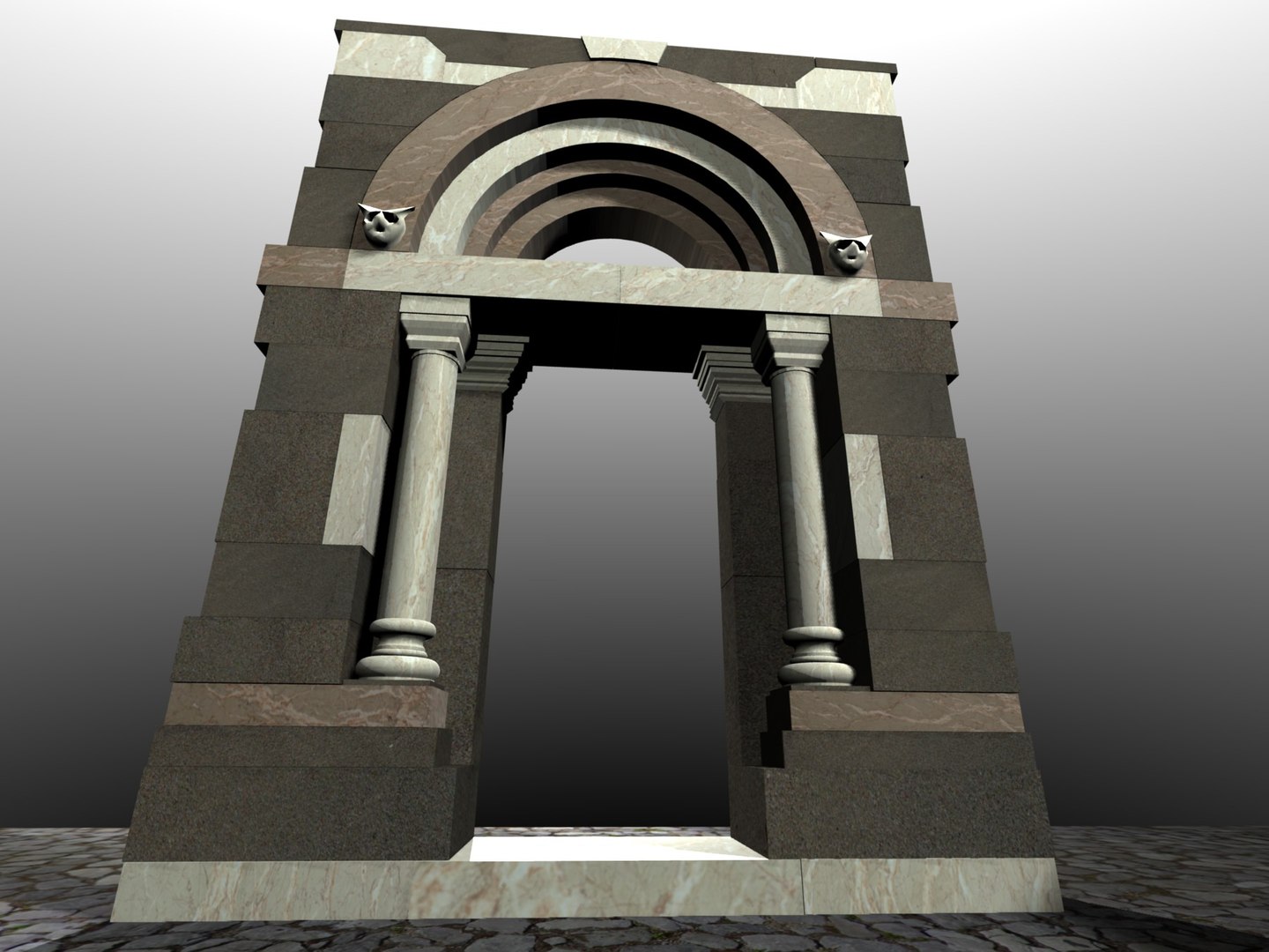 Medieval Portal Romanic 3d Model