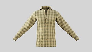 Male Shirt 01 Light Yellow Fannel Checkered 3D model