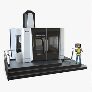 DMU 200 Gantry CNC Machine with Operator 3D model