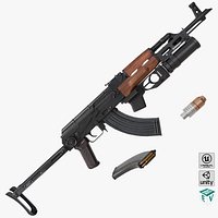 AKMS Light Machine Gun 10 Wood All PBR Unity UE Textures
