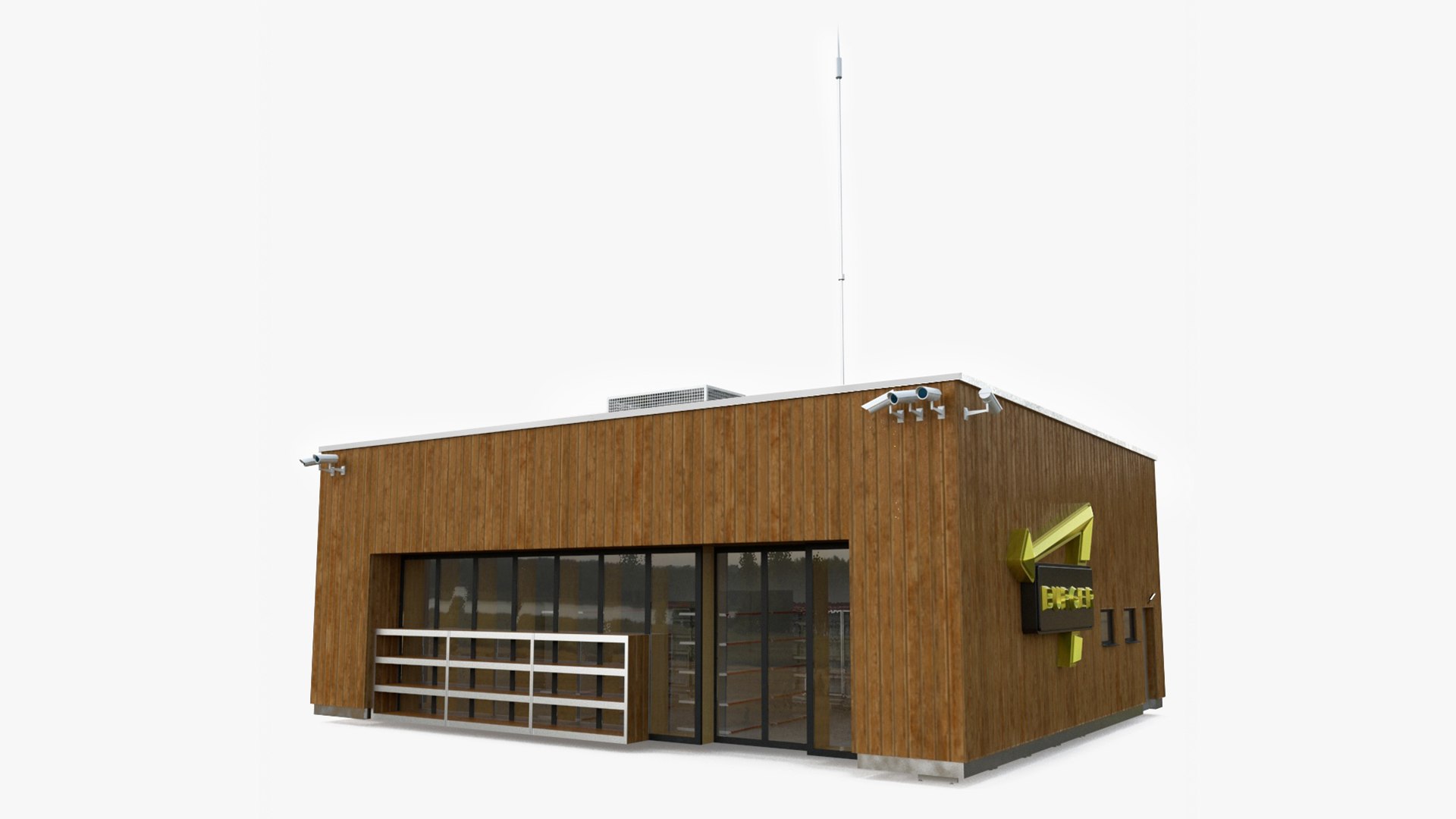 Small Burger Shop Building 3D model preview