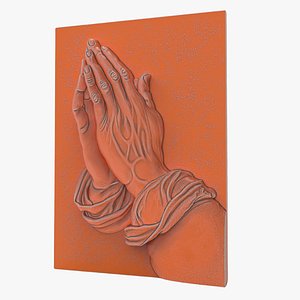 Praying Hands Relief Religious Plaque - Detailed Decor model