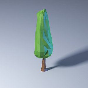 polygonal low-poly tree 3D model
