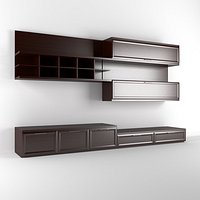 Modern TV Wall Unit with Floating Cabinets and Open Shelves