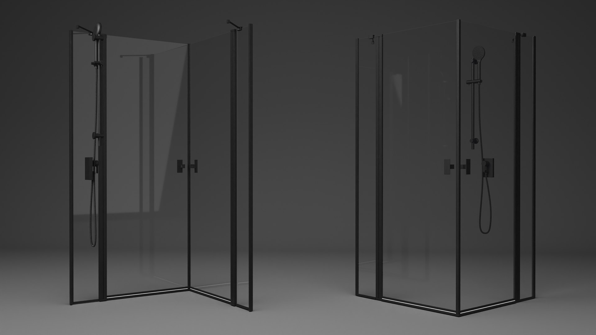 Glass Shower Cubicle Black 3D Model TurboSquid 2091964