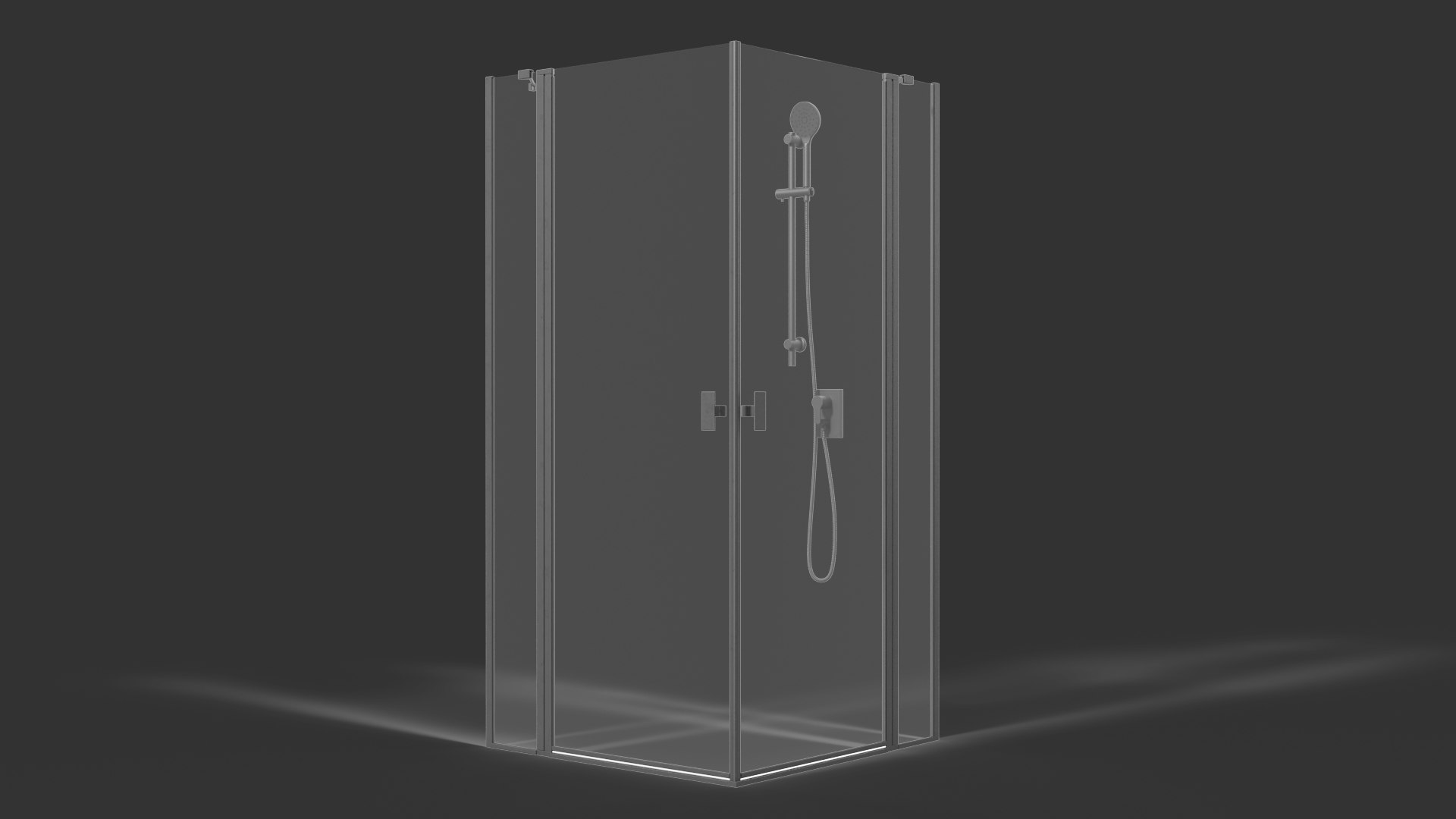 Glass Shower Cubicle Black 3D model - TurboSquid 2091964