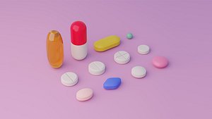 3D Tablets and pills pack model