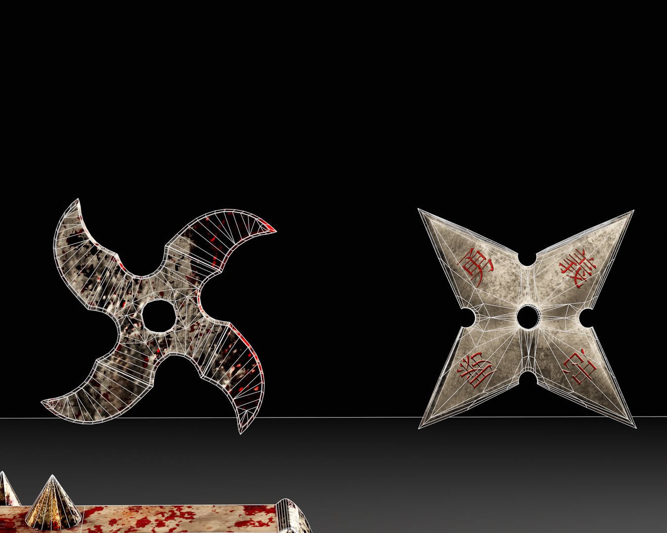 3D Tetsubo And Shurikens Model - TurboSquid 2355149