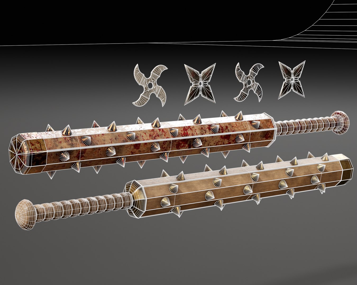 3D Tetsubo And Shurikens Model - TurboSquid 2355149