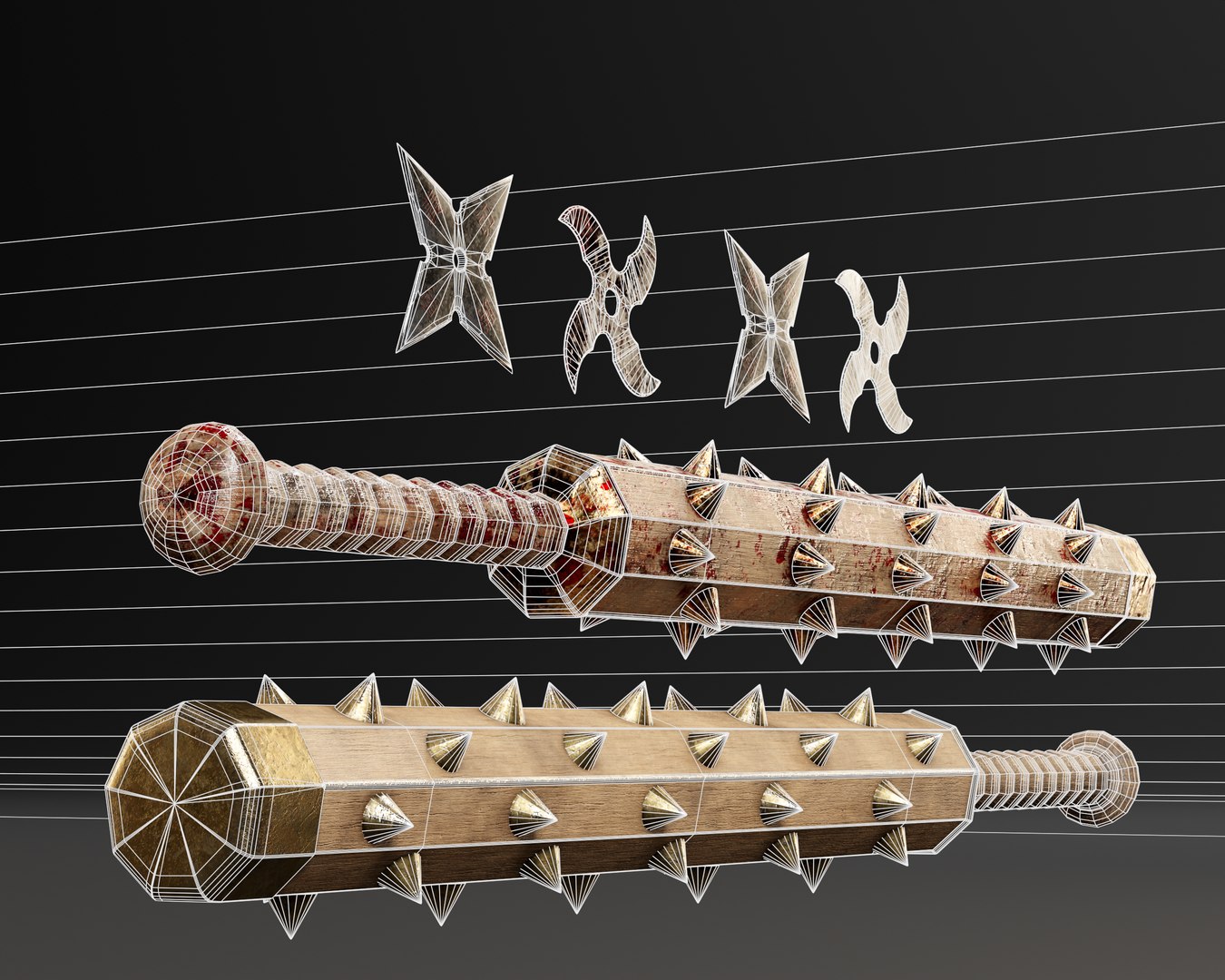 3D Tetsubo And Shurikens Model - TurboSquid 2355149