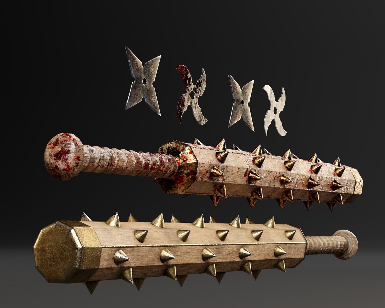 3D Tetsubo And Shurikens Model - TurboSquid 2355149