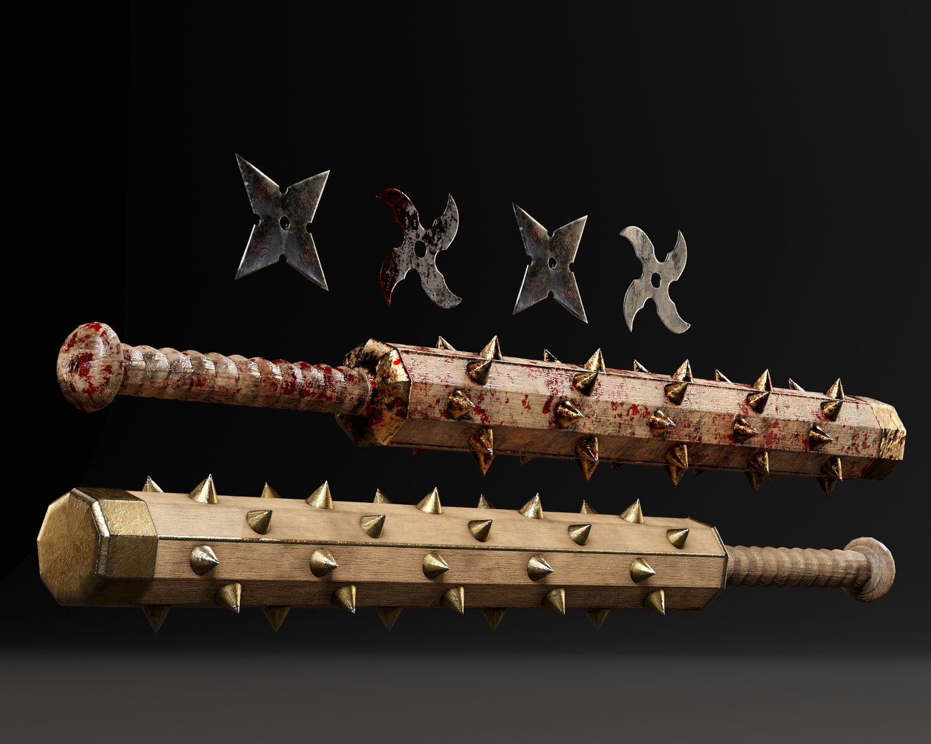 3D Tetsubo And Shurikens Model - TurboSquid 2355149