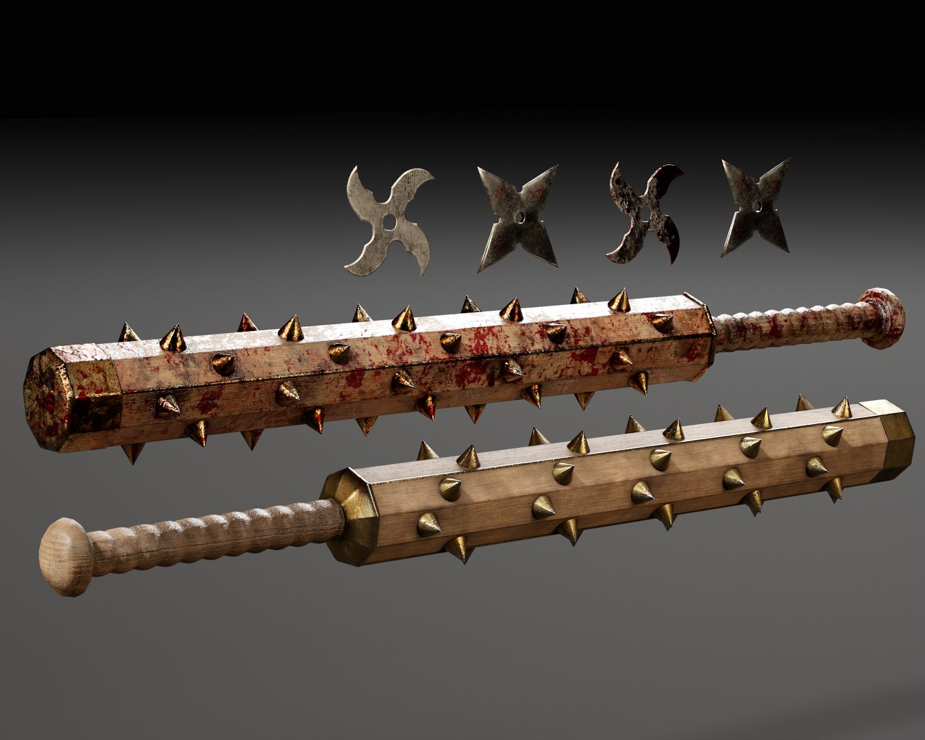 3D Tetsubo And Shurikens Model - TurboSquid 2355149