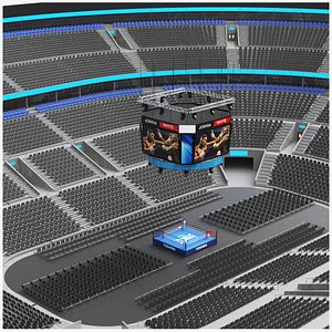Detailed Boxing Ring With Bleachers 3D model