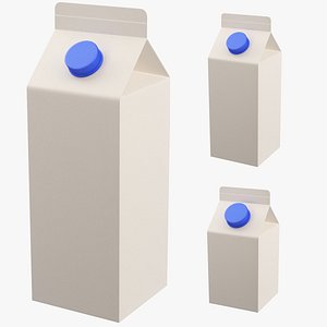 3D Gable Top Milk Packaging in 3 sizes