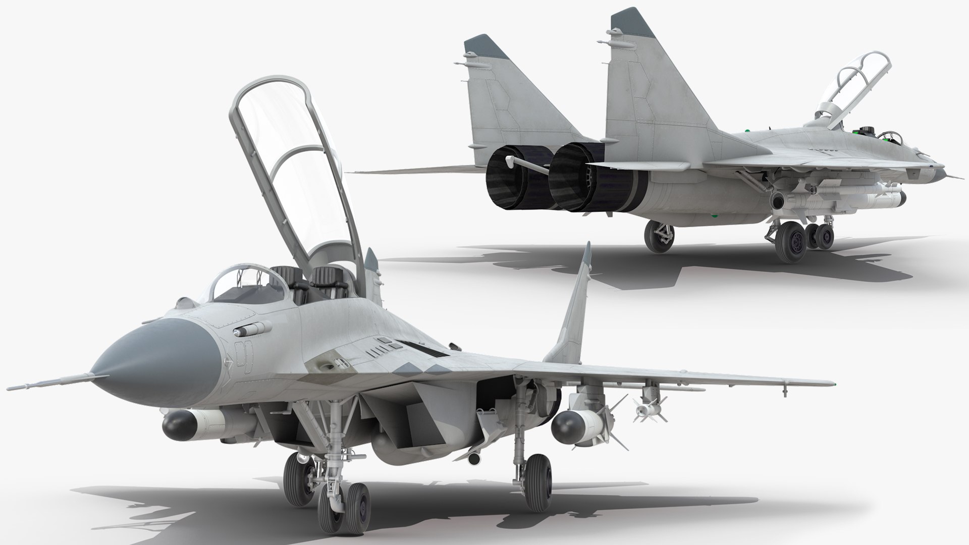 3D MiG 29 Tandem Aircraft with Armament Rigged https://p.turbosquid.com/ts-thumb/rT/mM3cXl/8R/mig29tandemaircraftwitharmamentrigged3dmodel032/jpg/1638189179/1920x1080/fit_q87/dfe8c5caf84977a979c2b3ee8f2037dd3f57cb65/mig29tandemaircraftwitharmamentrigged3dmodel032.jpg