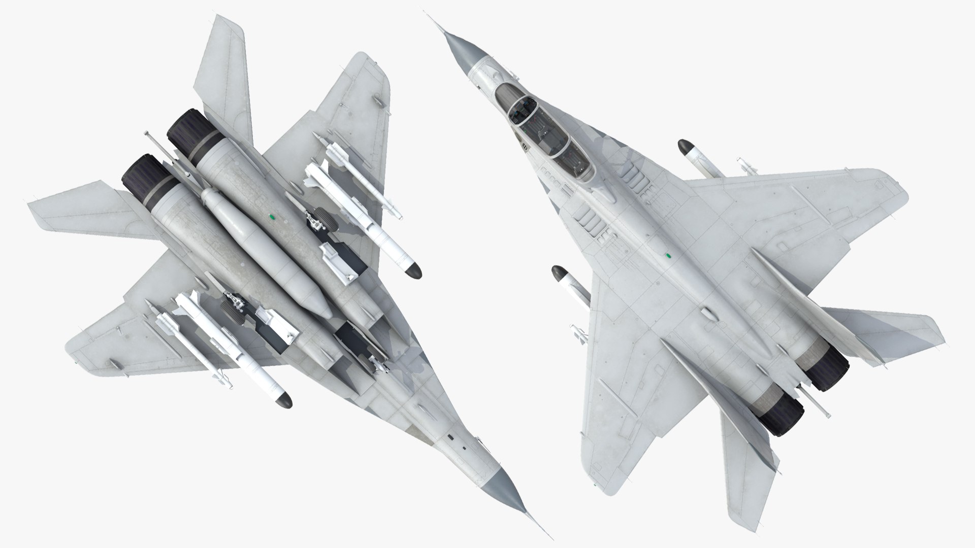 3D MiG 29 Tandem Aircraft with Armament Rigged https://p.turbosquid.com/ts-thumb/rT/mM3cXl/lx/mig29tandemaircraftwitharmamentrigged3dmodel035/jpg/1638189188/1920x1080/fit_q87/17a927d894bdbc86dba2bff2b63e93adedb02429/mig29tandemaircraftwitharmamentrigged3dmodel035.jpg