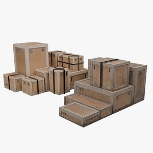 3D Wooden Crates Collection Customizable Mega Pack