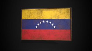 3D Old Picture Frame With Venezuela  Flag - Game Ready PBR Low-poly 3D Model
