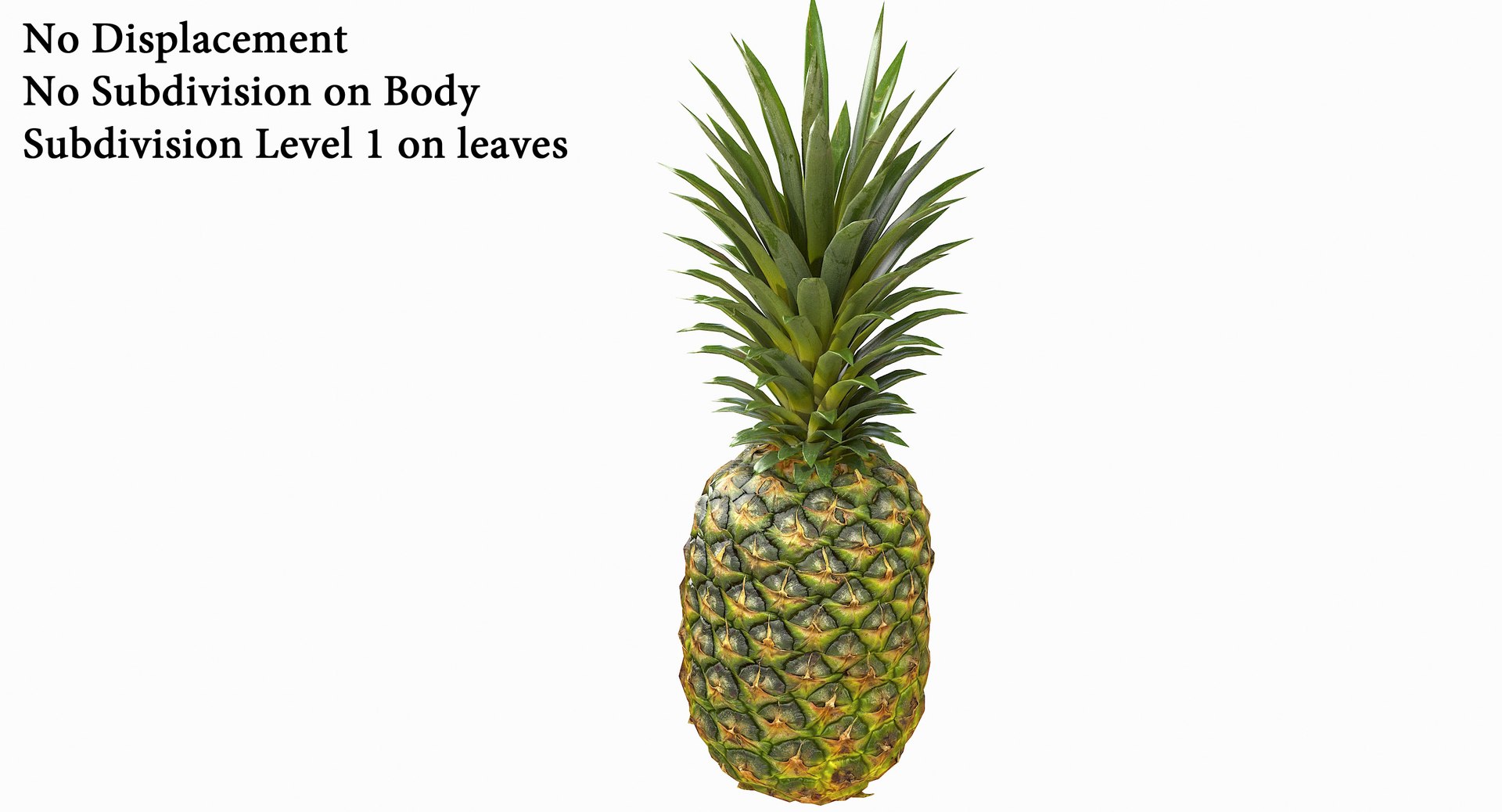 realistic 3D model https://p.turbosquid.com/ts-thumb/rU/af2gif/bAM9gphz/pineapple_087/jpg/1550938457/1920x1080/fit_q87/5c3d5b05d3890d452134b5bd13d5e0e8c396bf08/pineapple_087.jpg