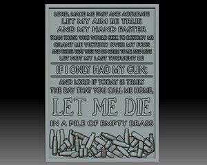 Shooter's prayer plate relief model for CNC router or 3D printer