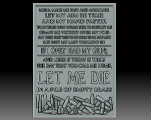 Shooter's prayer plate relief model for CNC router or 3D printer