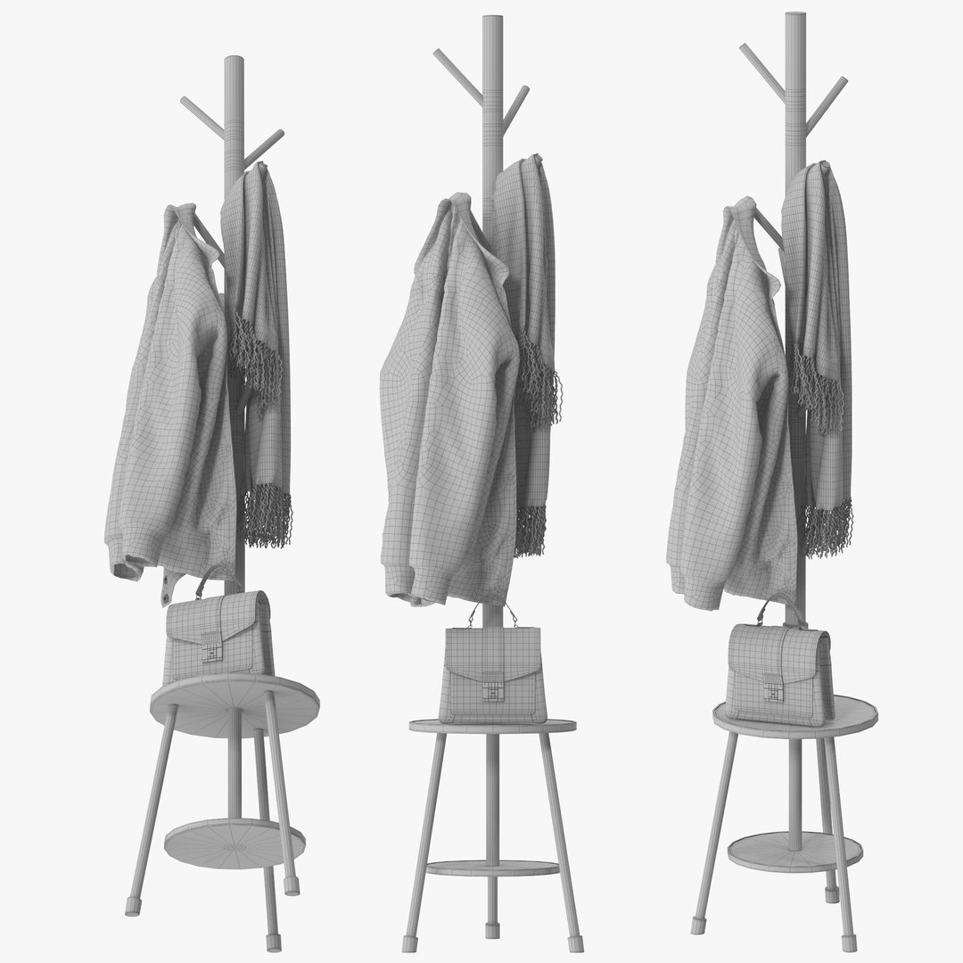 Wooden Coat Rack With 8 Hooks Vintage Coat Rack 3D Model - TurboSquid ...