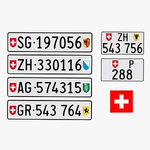 3D model Switzerland Number Plate