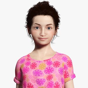 3D model Sanaya -Realistic Girl Ready For Render and Animation kid Low-poly