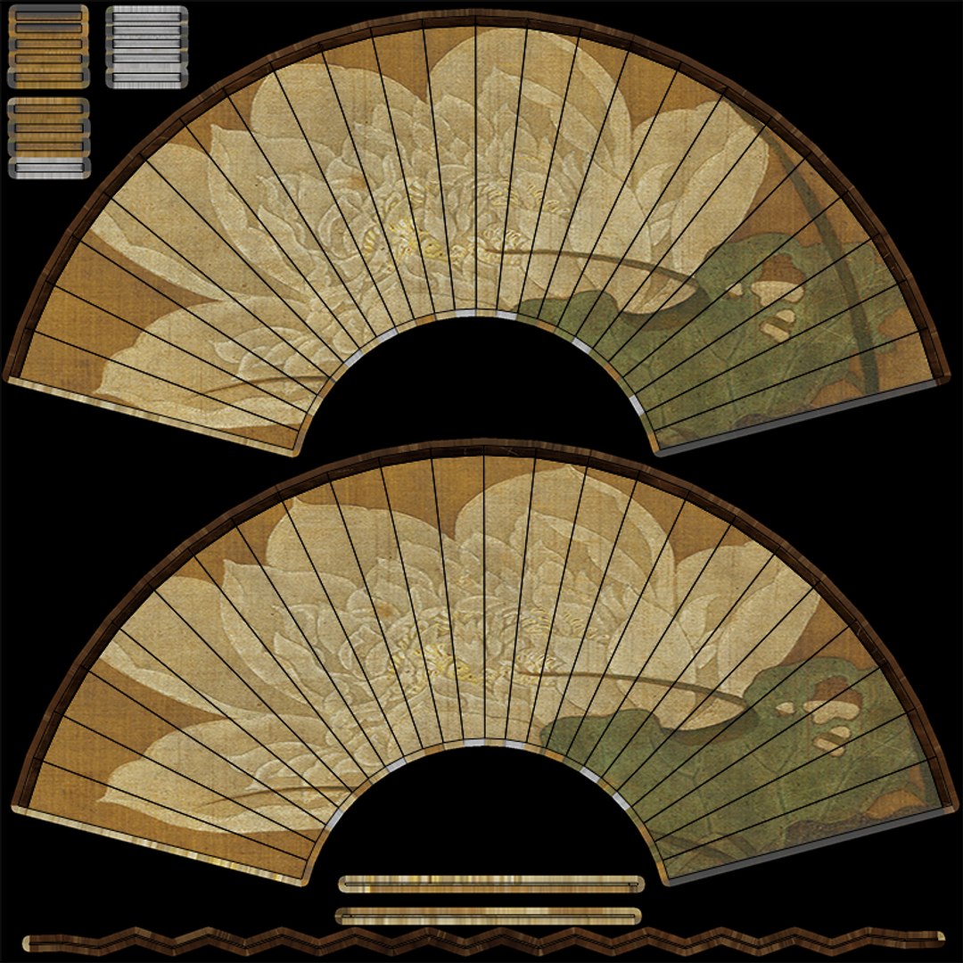 Folding fan 3D https://p.turbosquid.com/ts-thumb/rU/jpolfh/y8/9/png/1734966756/1920x1080/fit_q87/7642b1474f963cb0100e7dd0468c05364d61cc63/9.jpg