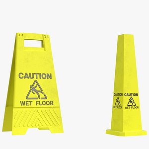 3D wet floor warning signs