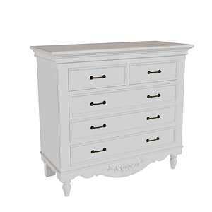 Chest of 5 drawers Marseille New Antique 3D