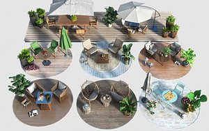 Camping Patio Furniture Outdoor Table and Chairs Beach Umbrella