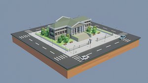 cartoon museum landmark 3D model