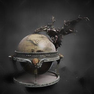 3D model 1Globe magic props retro bronze ware