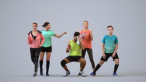 3D Basics0509 - A set containing 5 models of male and female adults standing in sport attire doing exer