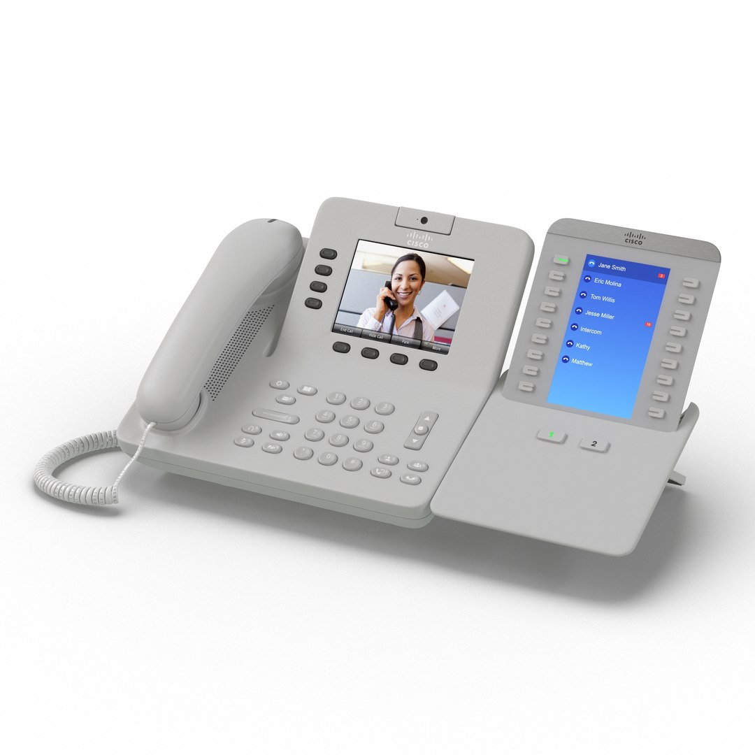 Cisco Unified IP Phone 8945 and Expansion Module White 3D Model 3D model preview