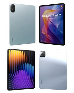 3D Xiaomi Pad 7 Pro Blue And Xiaomi Redmi Pad 2 Blue