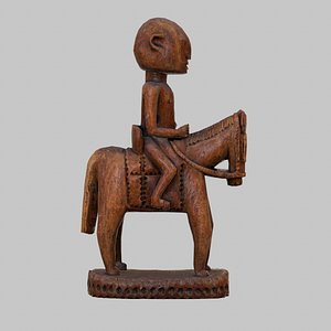 Wooden statue Man on Horse