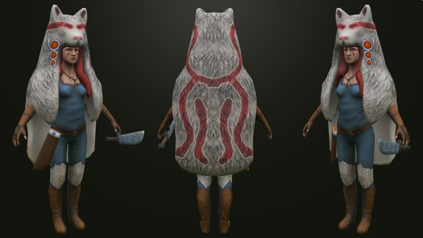 personagem feminina low poly e modelo 3D pronto para o jogo Modelo