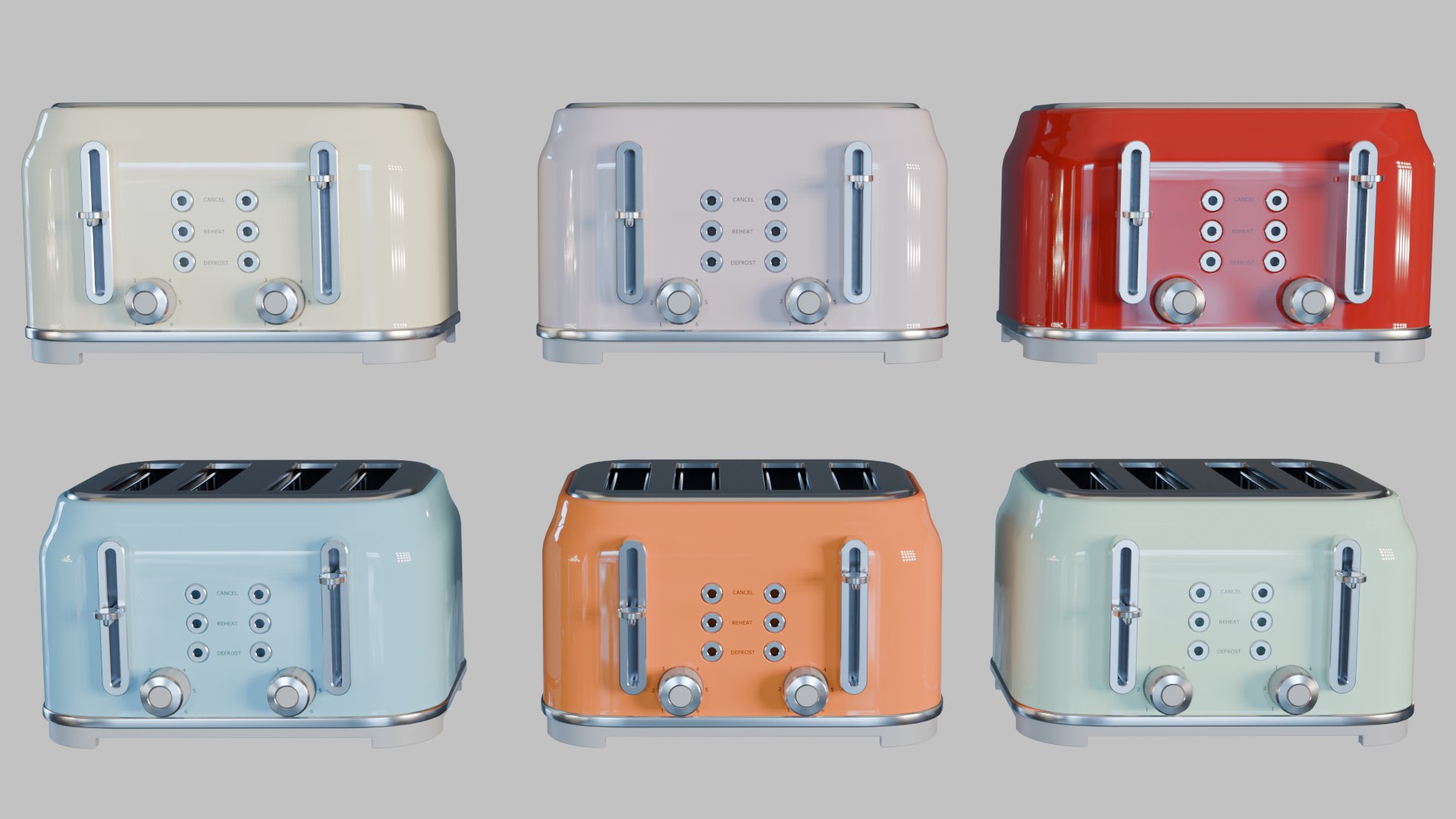 3D Retro Vintage 4 Slice Toaster - 6 Colors 3D Model - TurboSquid 2522584