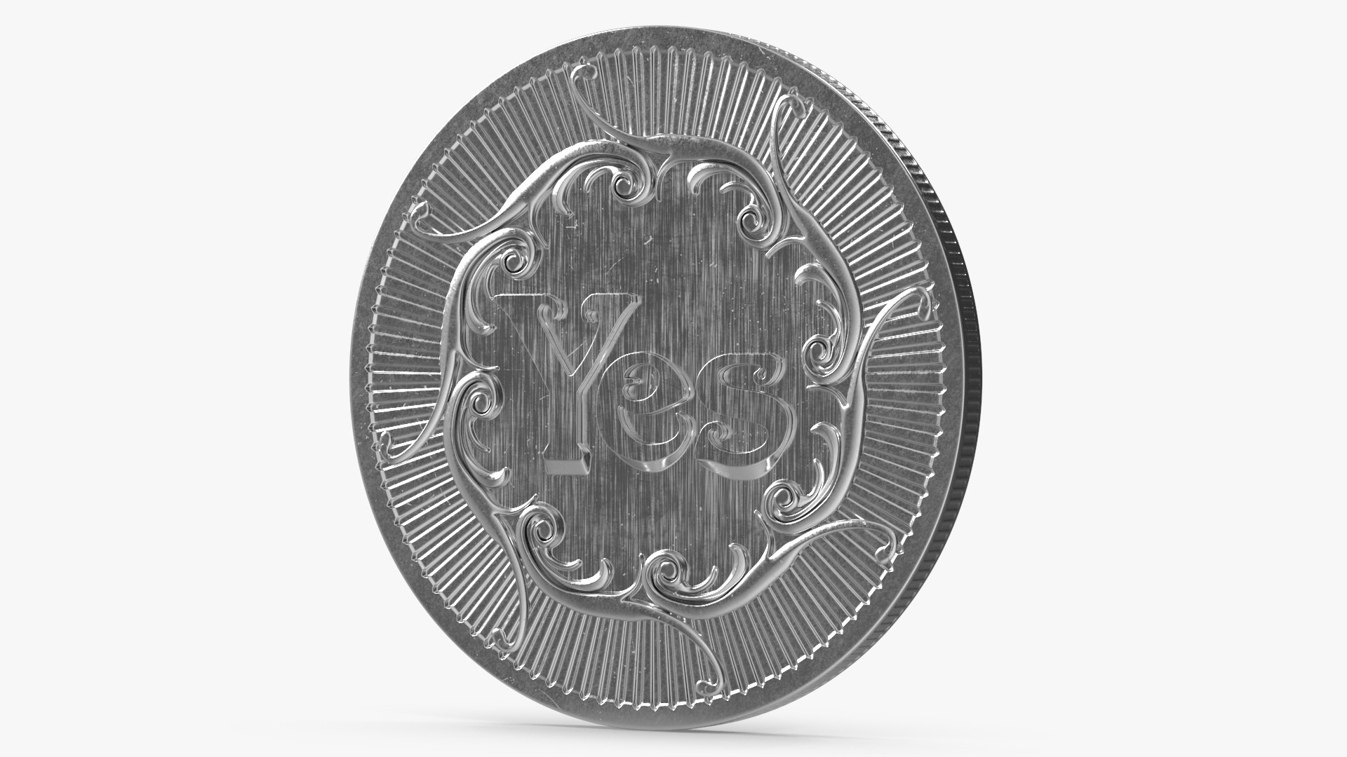 Yes or No Decision Maker Coin Silver 3D model preview