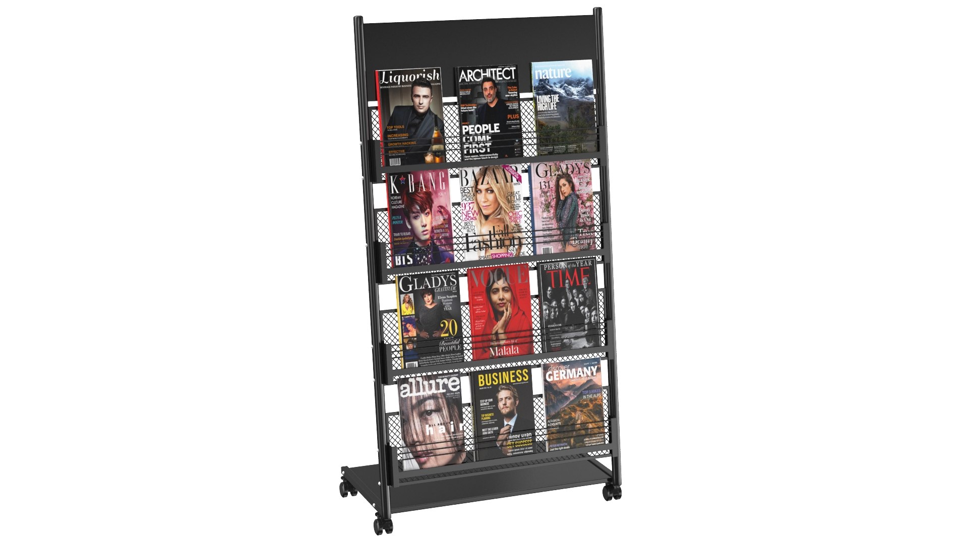 Detailed Magazine Rack With Magazines 03 3D Model - TurboSquid 2131516