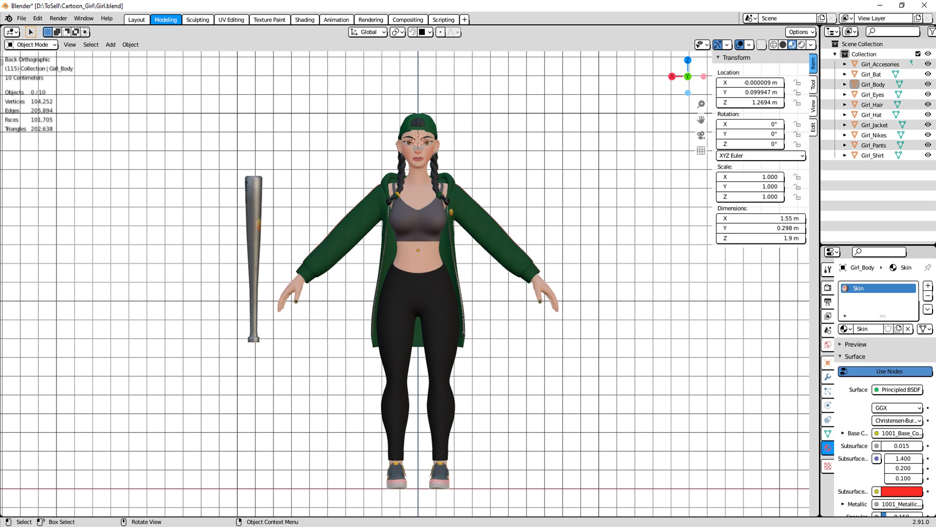 3D Cartoon Girl - Ready To Rigg - TurboSquid 1758688