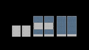 3d furniture blue white