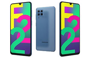 Samsung Galaxy F22 Awesome Blue Low Poly 3D