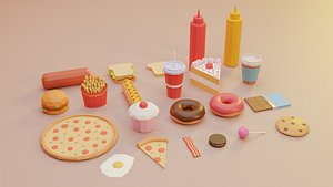 Low Poly Fast Food 3D Models
