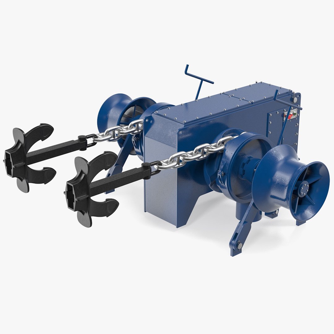 Marine Anchor Windlass 3D model preview