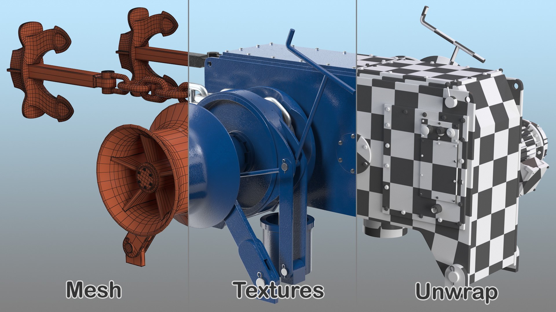 3D marine anchor windlass - TurboSquid 1621837